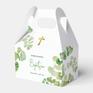 Christening Baptism Boy Girl Watercolor Greenery Favour Box