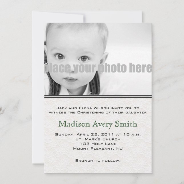Christening/Baptism/Dedication Photo Invitation (Front)