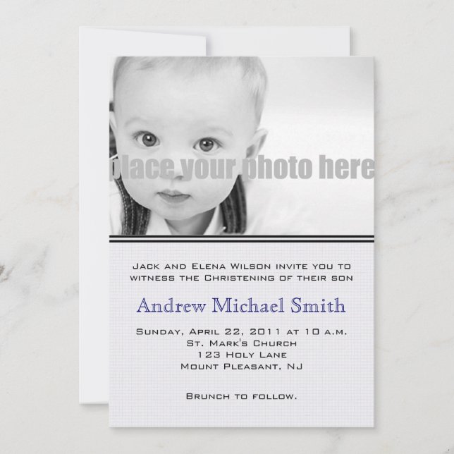 Christening/Baptism/Dedication Photo Invitation (Front)