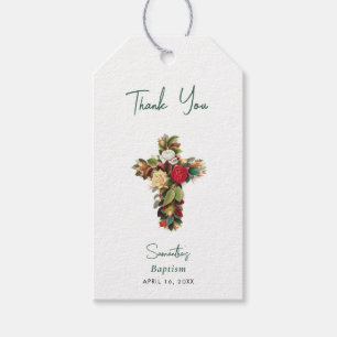 Christening Baptism Floral Cross Boy Girl Gift Tags