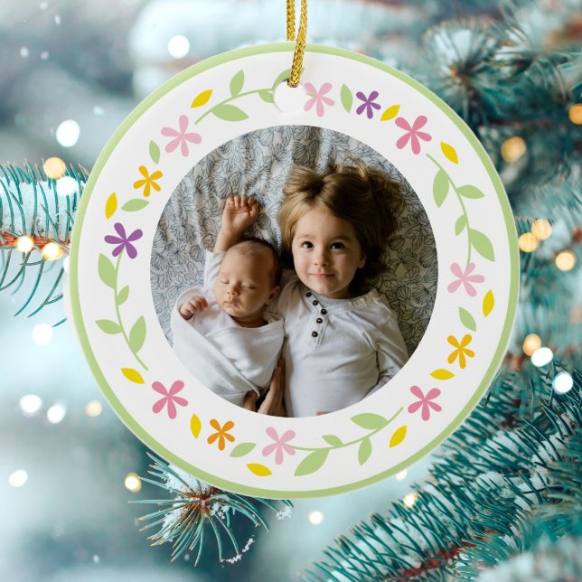 Christening Baptism Gender Neutral Baby Photo Ceramic Tree Decoration (Creator Uploaded)