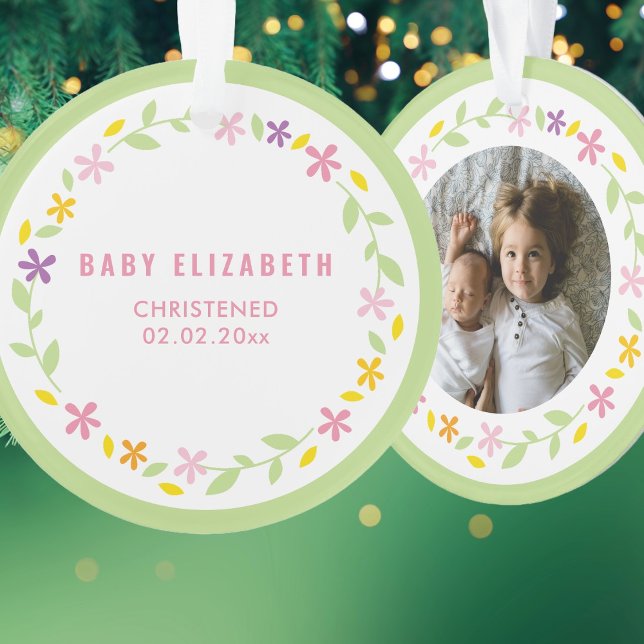 Christening Baptism Gender Neutral Kids Photo Ornament (Creator Uploaded)