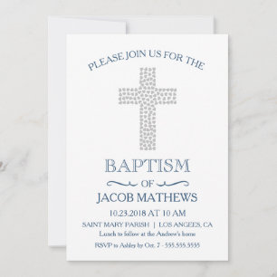 Christening, Baptism Invitation - Baby Boy Invite