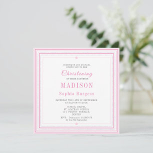 Christening Baptism Naming Pink Simple Modern  Ann Announcement