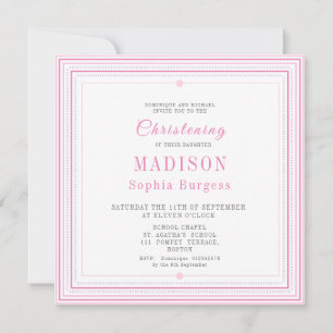 Christening Baptism Naming Simple Pink Modern Anno Announcement