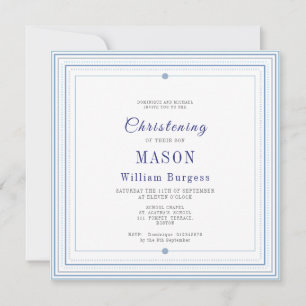 Christening Baptism Simple Script Blue Modern Announcement