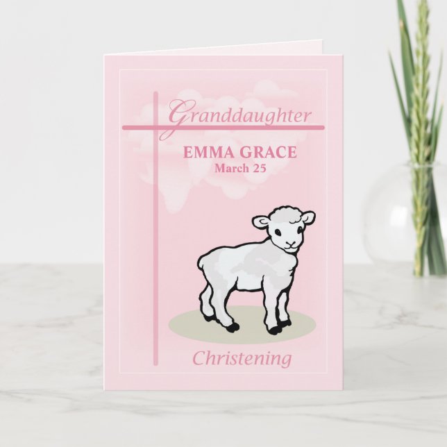 Christening Birthday Personalize Granddaughter Card (Front)