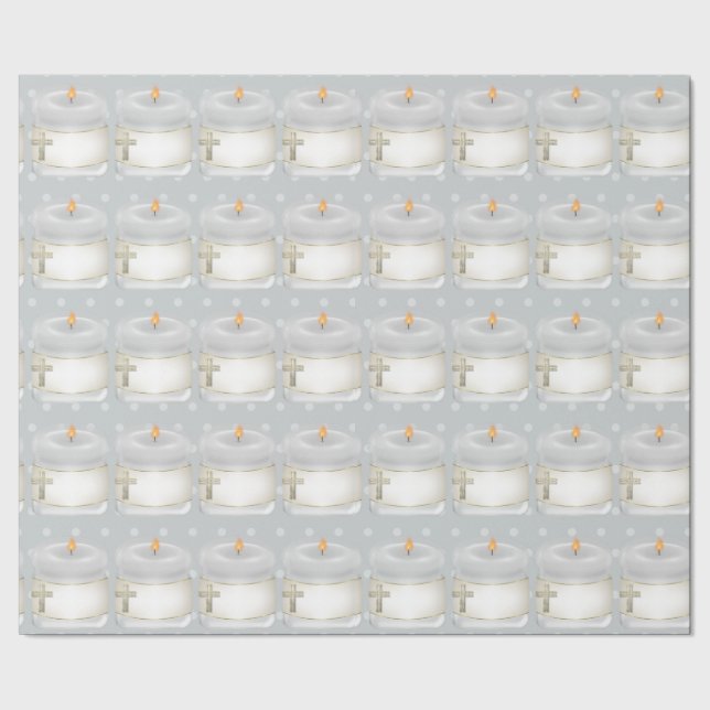 Christening Candles Wrapping Paper (Seam)