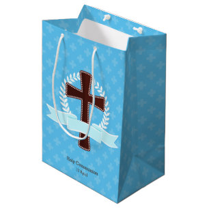 Christening * choose background colour medium gift bag