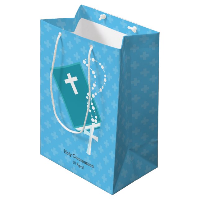 Christening * choose background colour medium gift bag (Front Angled)