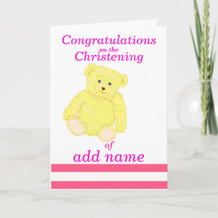 Christening congratulations card Girl name front