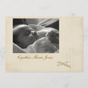 Christening Cream Cross Invitation