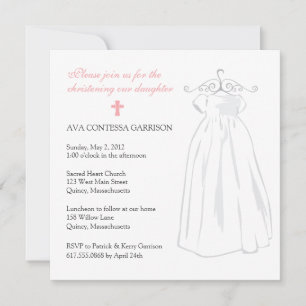 Christening Dress and Pink Cross Invitation