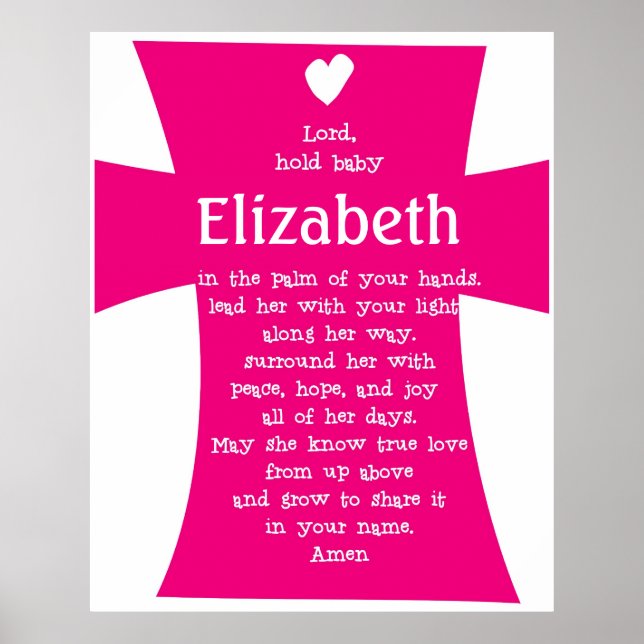 Christening Gift- Personalised Prayer Poster GIRL (Front)