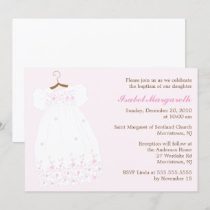 Christening Gown Baby Girl Baptism Invitation