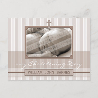 CHRISTENING INVITATION :: stylish stripe 2 Postcard