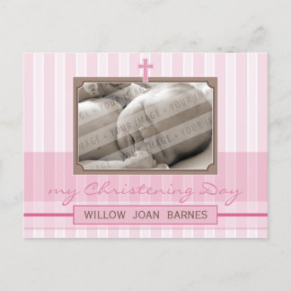 CHRISTENING INVITATION :: stylish stripe 3 Postcard