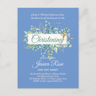 Christening Invitations Eucalyptus Greenery Budget