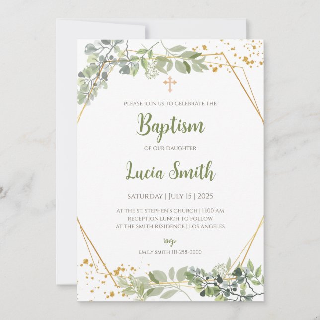 Christening invitations for Girls Baptism cards (Front)