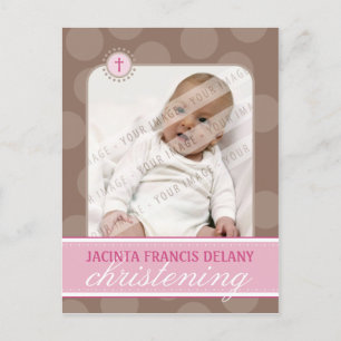 CHRISTENING INVITE :: polka dot - pink