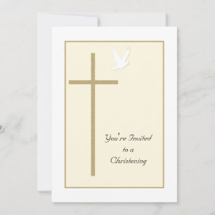 Christening Invite Template Cross and Dove