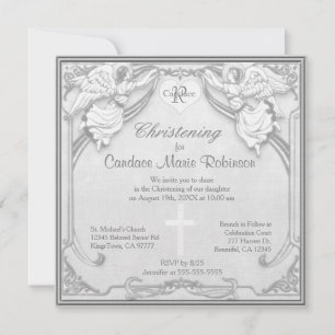Christening - Monogram and Cross Invitation