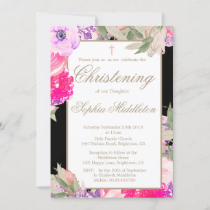 Christening or Baptism Floral Roses Invitation