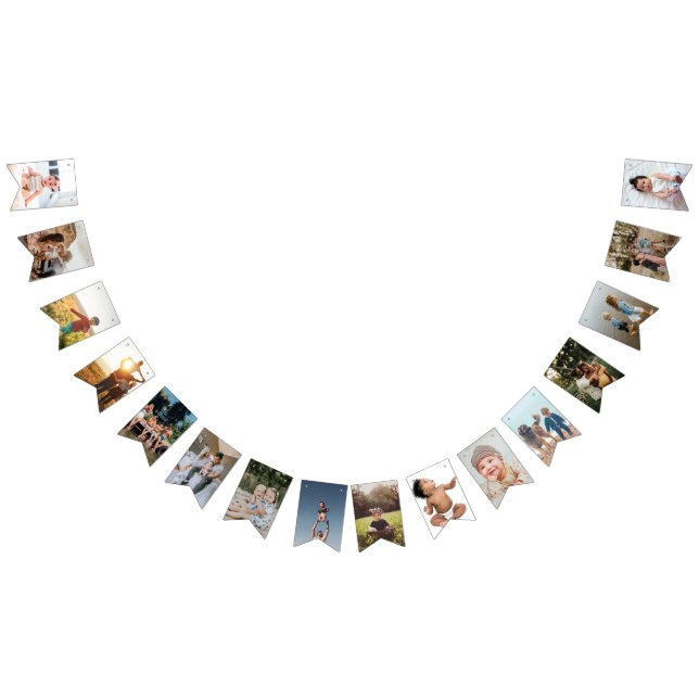Christening Party Decoration Personalised 16 Photo Bunting (All)