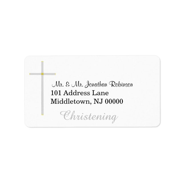 Christening Silver Cross Address Labels (Front)