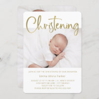 Christening | Simple Minimal Gold with Two Photos
