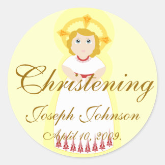 Christening Sticker-Customise Classic Round Sticker