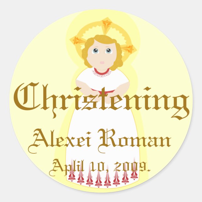 Christening Sticker-Customise Classic Round Sticker (Front)