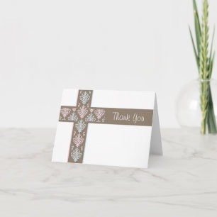 Christening Thank You Card     Twins