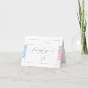 Christening Thank You Card     Twins