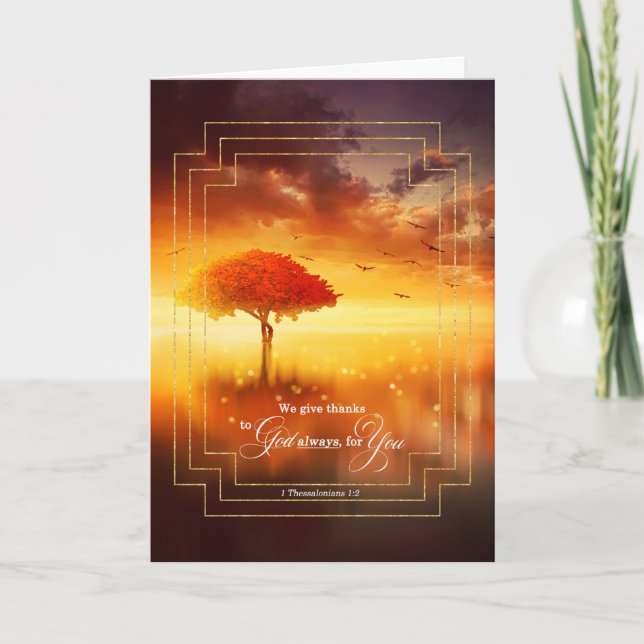 Christian 1 Thessalonians Sunset Waters Thank You Card (Front)