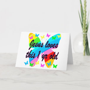 CHRISTIAN 1 YEAR OLD BUTTERFLY BIRTHDAY DESIGN CARD