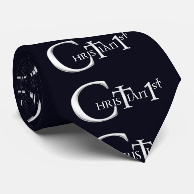 Christian 1st. Navy Blue Tie (Rolled)