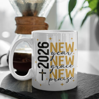 Christian 2026 New Year Custom Scripture Cross Coffee Mug