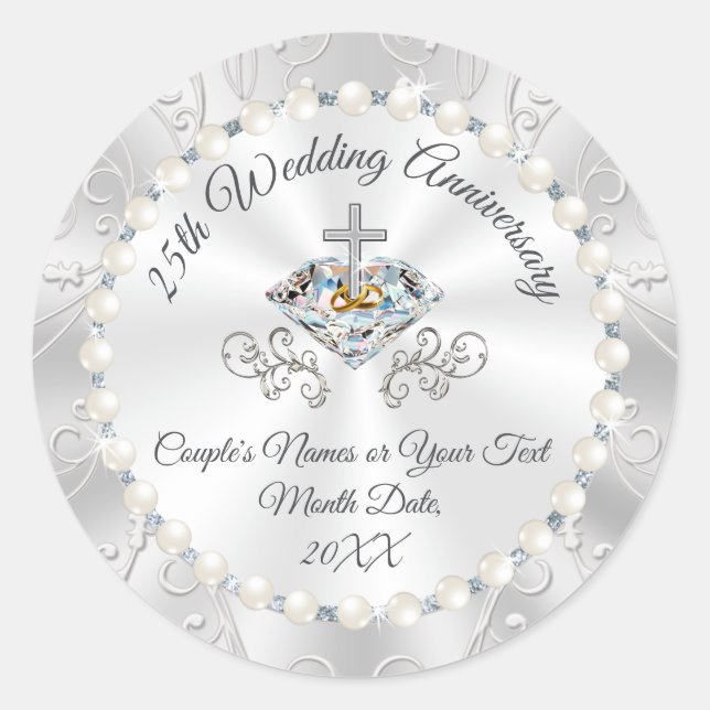 Christian 25th Anniversary Stickers for Envelopes (Front)