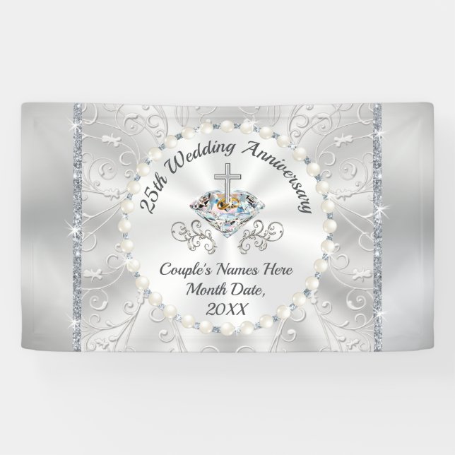 CHRISTIAN 25th Wedding Anniversary Banners (Horizontal)