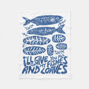 Christian 2 Fishes 5 Breads 5000 Against  Fleece Blanket