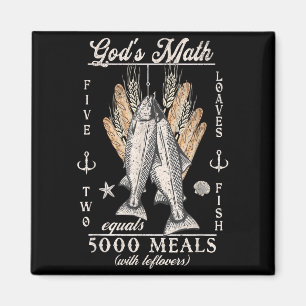 Christian 2 Fishes 5 Breads 5000 Against  Magnet