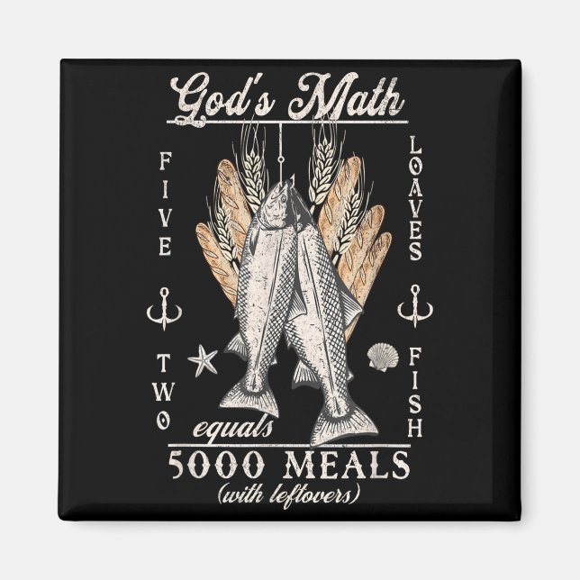 Christian 2 Fishes 5 Breads 5000 Against  Magnet (Front)