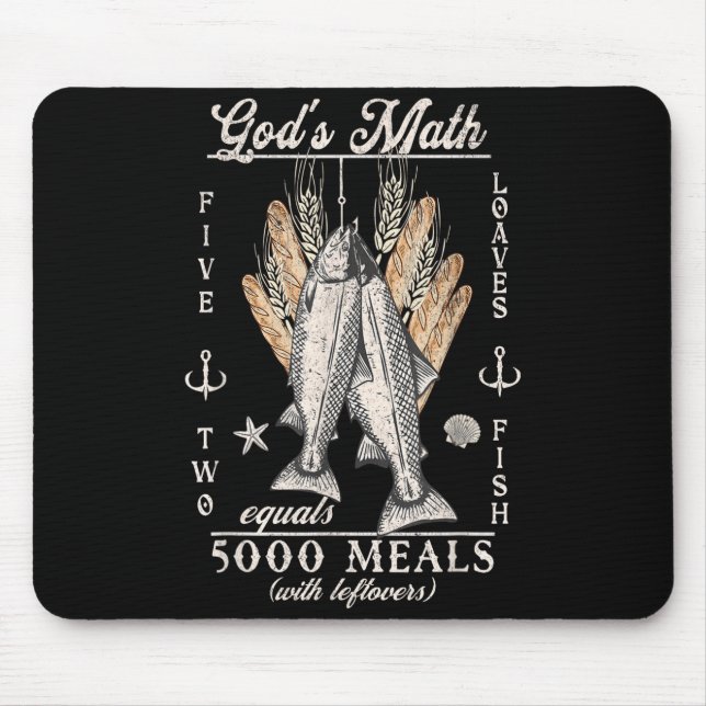 Christian 2 Fishes 5 Breads 5000 Against  Mouse Mat (Front)