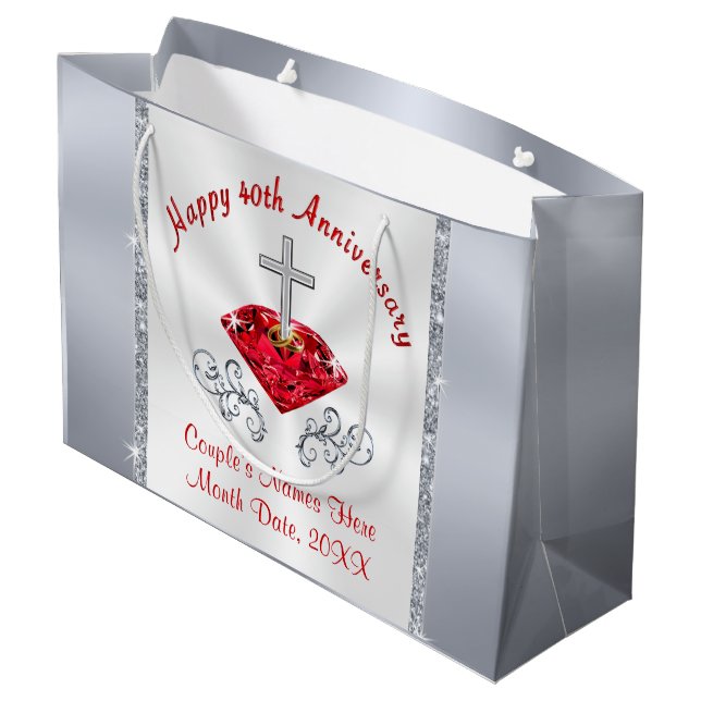 Christian 40th Wedding Anniversary Gift Bags (Back Angled)