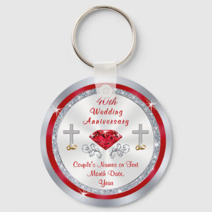Christian 40th Wedding Anniversary Party Favours Key Ring