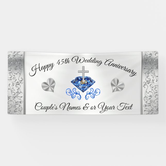 Christian 45th Wedding Anniversary Decorations Banner (Horizontal)