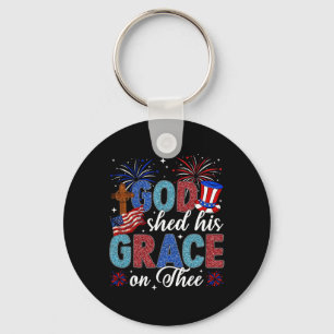Christian 4th Of July God Shed His Grace On Thee 4 Key Ring