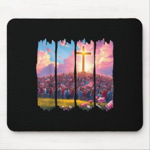 Christian 4th Of July Patriotic Religious Jesus Cr Mouse Mat