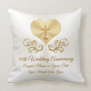 Christian 50th Anniversary Pillow, Personalized Cushion